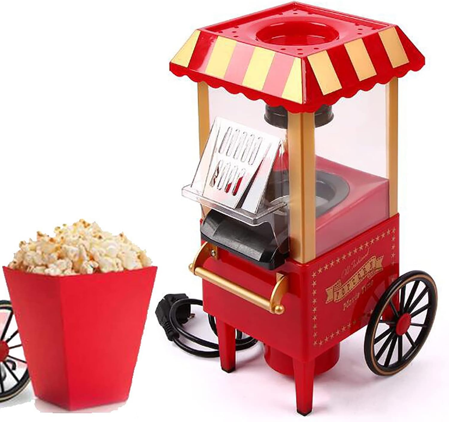 Popcorn Maker Mini Machine Retro Vintage Style Popper for Family Movie Nights