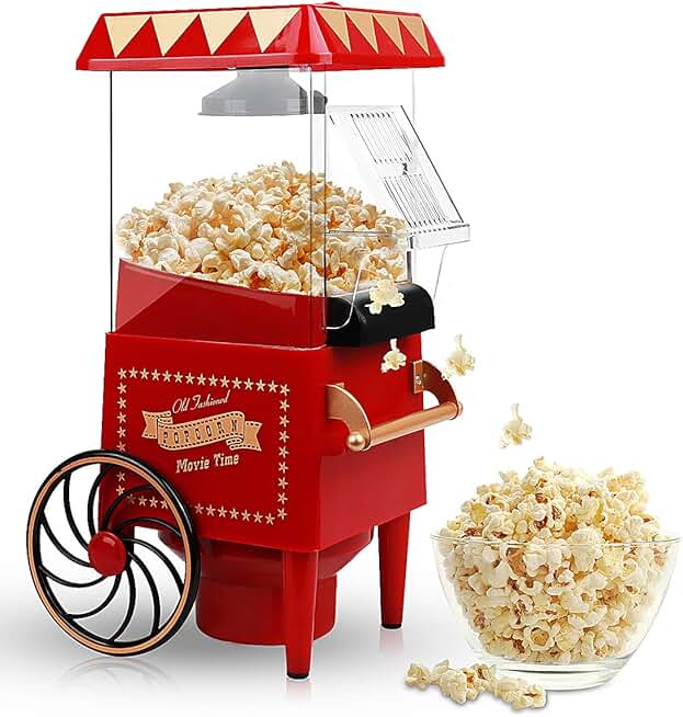 Popcorn Maker Mini Machine Retro Vintage Style Popper for Family Movie Nights